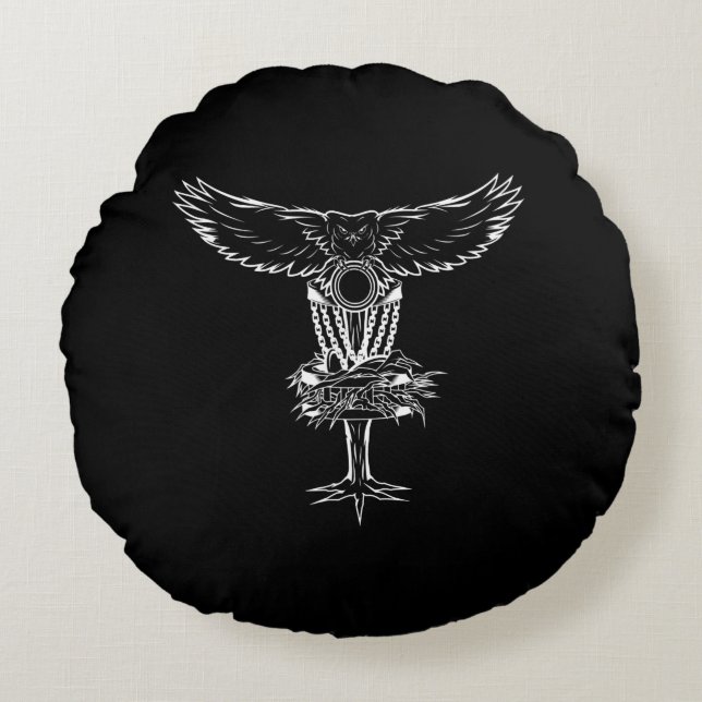 Coussins Ronds Disque amusant Chouette de golf Protecteur de chaî (Devant)