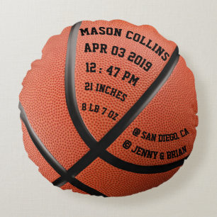 Coussins Ronds Disques personnalisés de naissance de stat de bébé