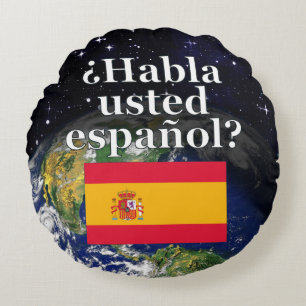 Coussins Ronds Do you speak Spanish ? Flag & Earth