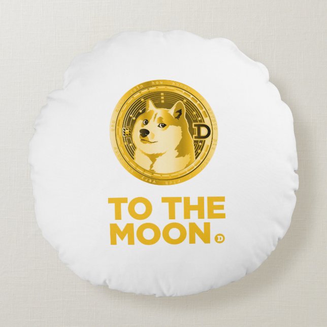 Coussins Ronds Dogecoin te the moon (Devant)