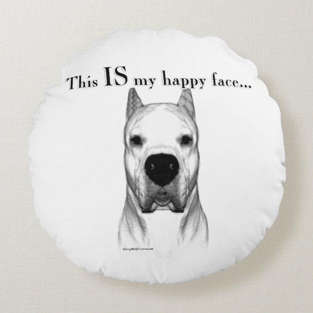 Coussins Ronds Dogo Argentino Joyeux Visage (Devant)