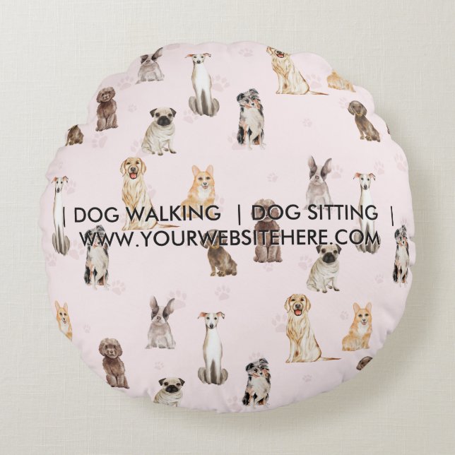 Coussins Ronds DogPuppy watercolor dogs gift for mom (Devant)