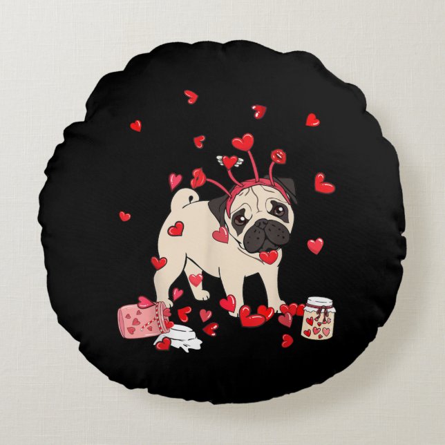 Coussins Ronds Don de Chien Valentine | Jour de la Saint Valentin (Devant)
