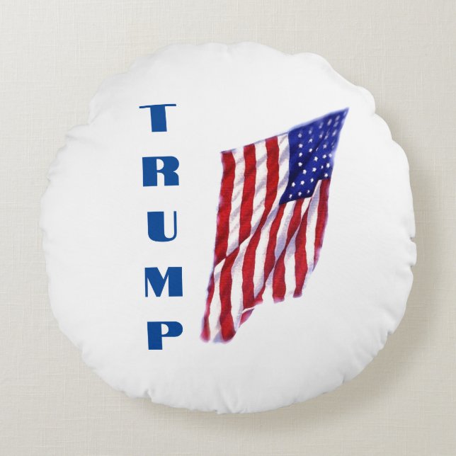 Coussins Ronds Donald Trump American Flag Pop Art (Devant)