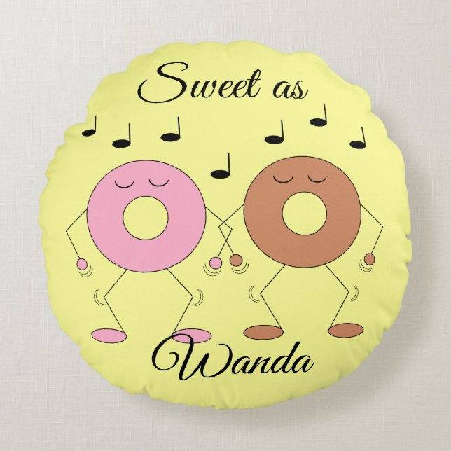 Coussins Ronds Donuts dansants Jaune clair (Devant)