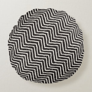 Coussins Ronds Doodle géométrique Abstrait : Motif blanc noir