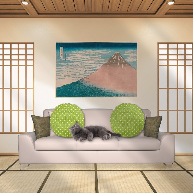 Coussins Ronds Dotty Delight Green (Dotty Delight Green Round Pillows on the sofa in the Japanese room.)
