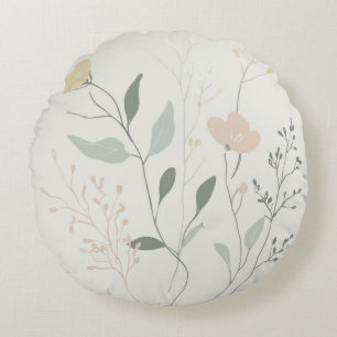 Coussins Ronds Douce Botanique – Fleur Sauvage Pastel Minimaliste