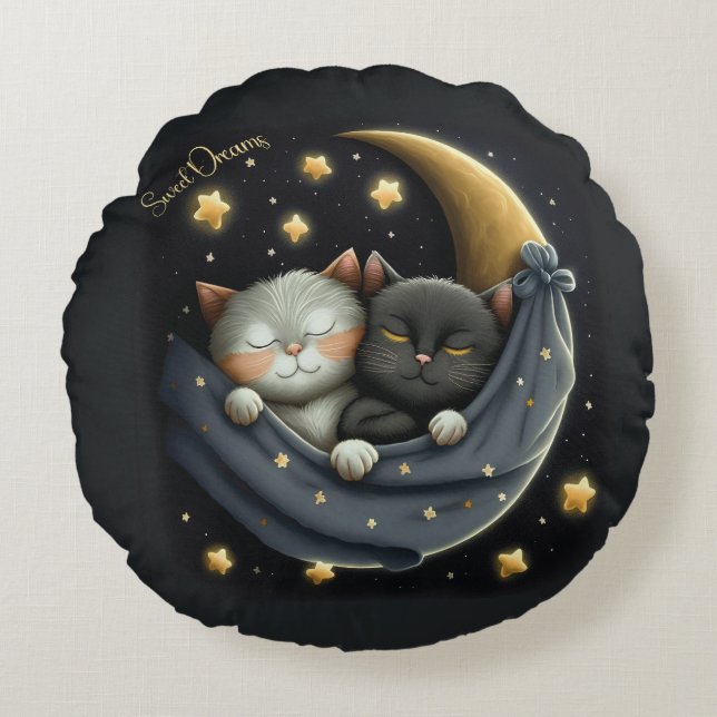 Coussins Ronds Douces Rêves Kit Chat Design Mignon (Devant)