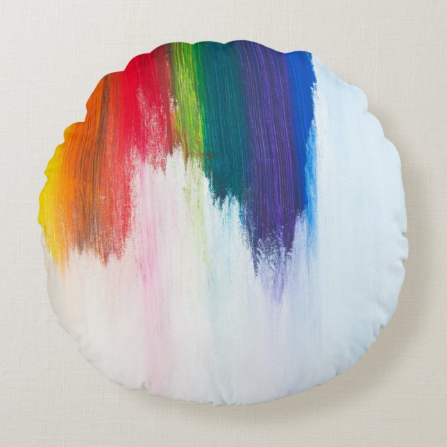 Coussins Ronds Douleur abstraite jaune, orange, rouge, verte et b (Devant)