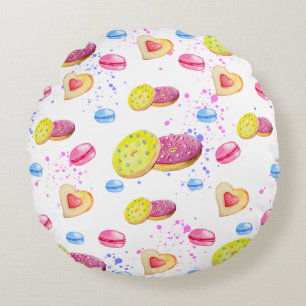 Coussins Ronds Doux beignets avec motif vitré coloré