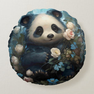 Coussins Ronds Doux Ours De Panda Chez Les Roses De La Jungle