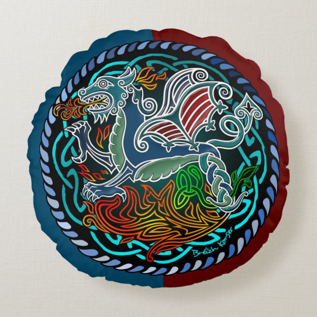 Coussins Ronds Dragon celtique (Devant)