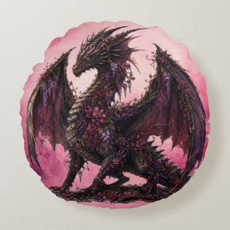 Coussins Ronds Dragon Fleur | Dragon Fantastique Botanique