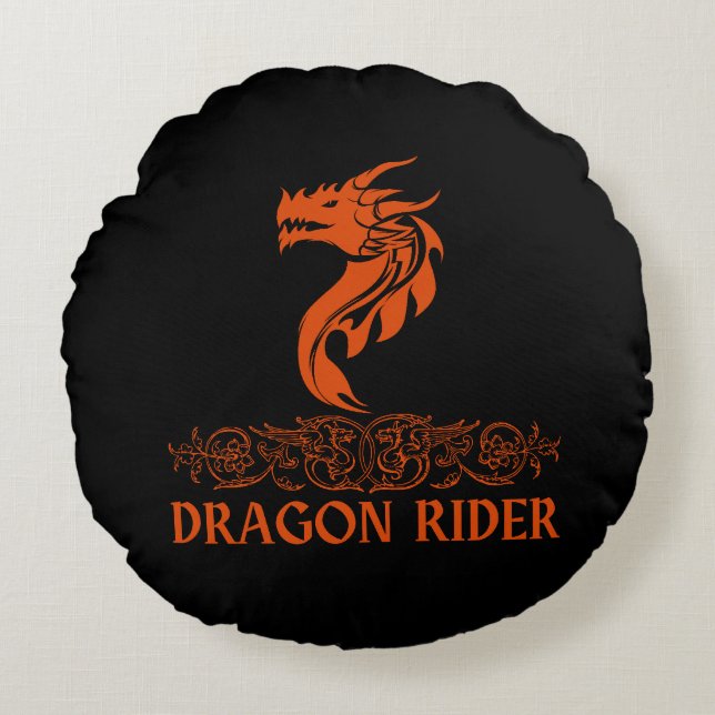 Coussins Ronds Dragon Rider Cool Imaginaire tendance Typographie  (Devant)