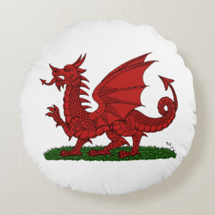 Coussins Ronds Dragon rouge du Pays de Galles