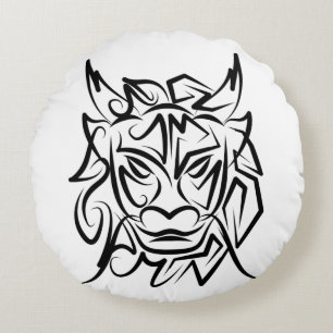 Coussins Ronds Dragon tribal noir et blanc