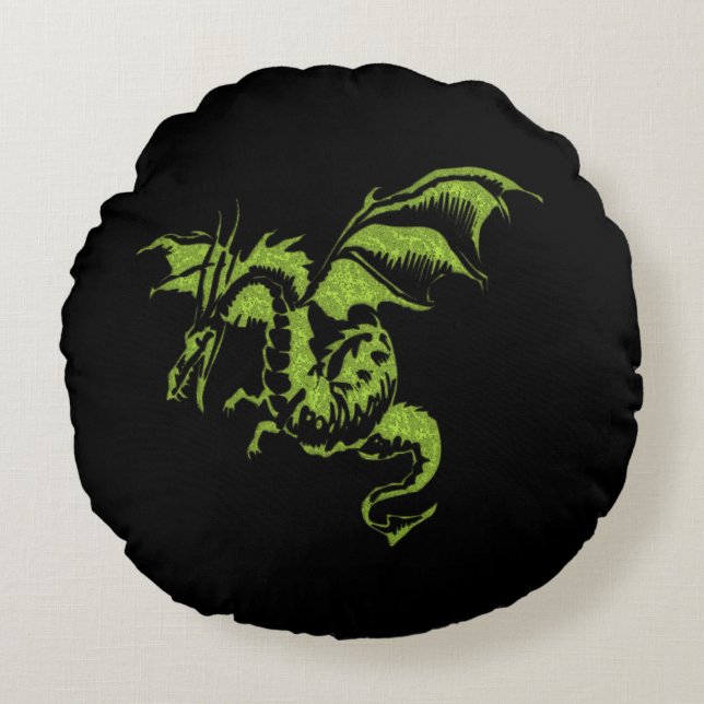 Coussins Ronds Dragon Vert (Devant)