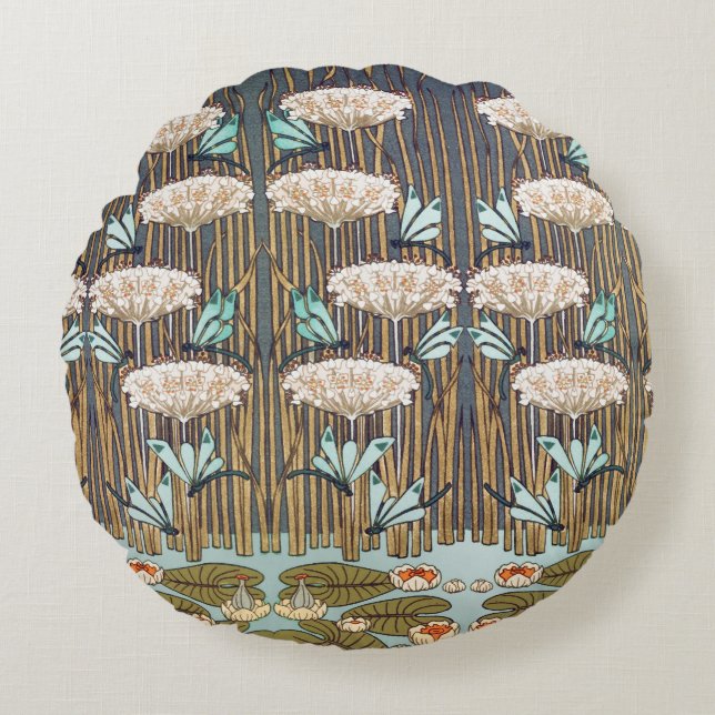 Coussins Ronds Dragonflies Water Lilies Marais Art Nouveau (Devant)