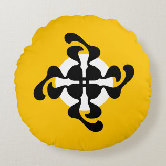 Coussins Ronds Dramatique double Q miroir Moderne jaune noir