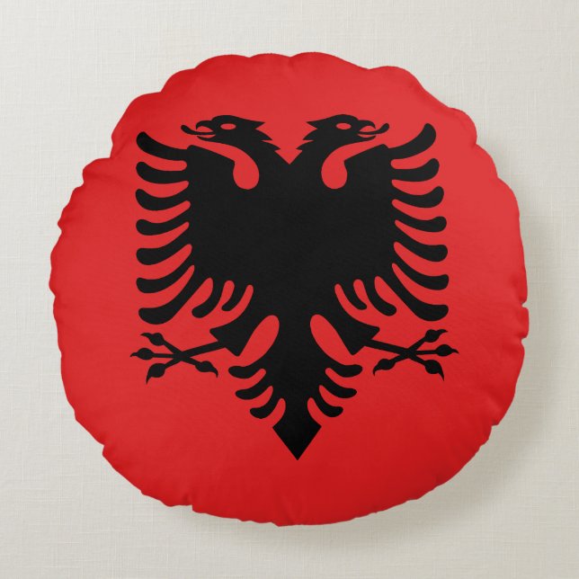Coussins Ronds Drapeau albanais patriotique (Devant)