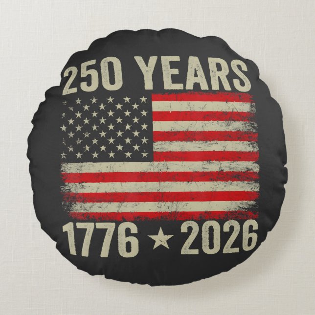 Coussins Ronds Drapeau américain 250 ans 1776-2026 (Devant)