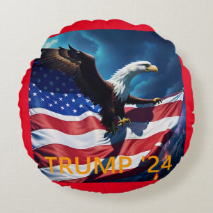 Coussins Ronds Drapeau Américain Aigle Américain TRUMP 2024