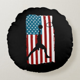 Coussins Ronds Drapeau américain américain Basket-ball Athlète pa