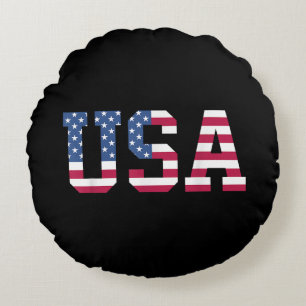 Coussins Ronds Drapeau américain Patriotique Rouge Blanc Bleu Éto