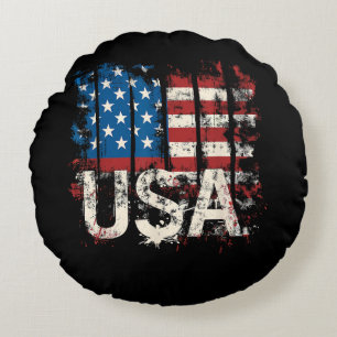 Coussins Ronds Drapeau américain rétro 4 juillet