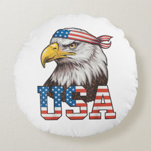 Coussins Ronds Drapeau américain USA Hommes Femmes Enfants Aigle