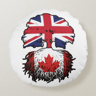 Coussins Ronds drapeau canadien britannique des racines de l'arbr