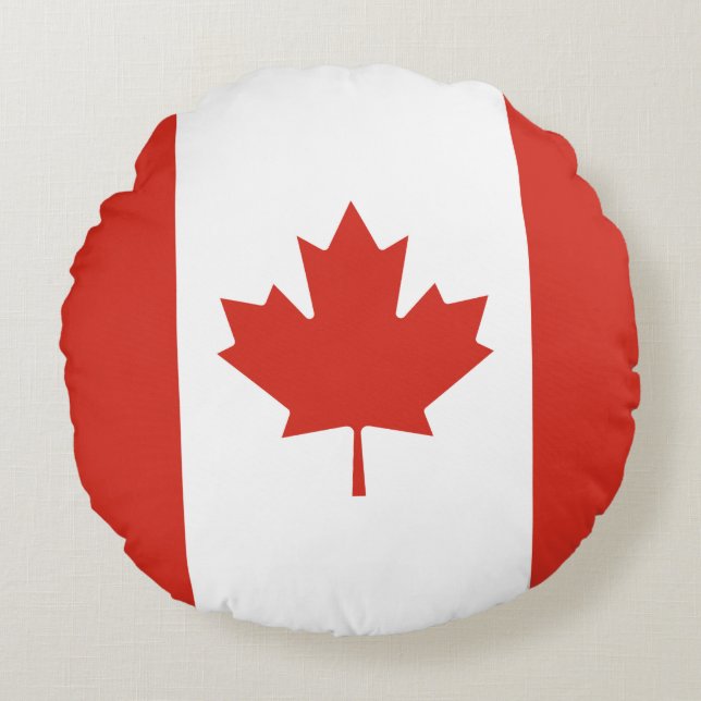 Coussins Ronds Drapeau canadien (Feuille d'érable) (Canada) (Devant)