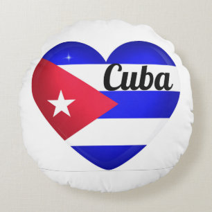 Coussins Ronds Drapeau Cuba Cœur