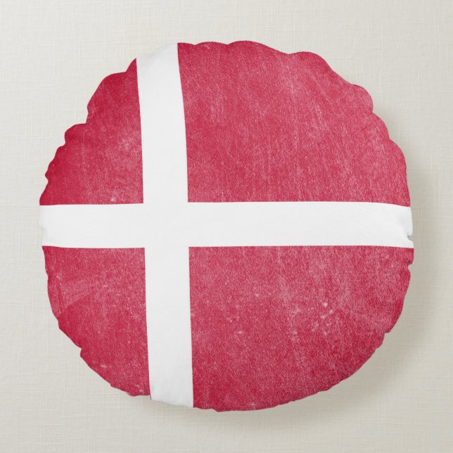 Coussins Ronds Drapeau Danemark Grunge (Devant)