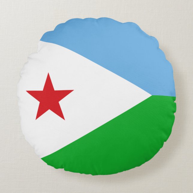 Coussins Ronds Drapeau de Djibouti (Devant)