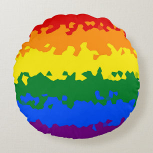 Coussins Ronds Drapeau de fierté gay arc-en-ciel mosaïque abstrai