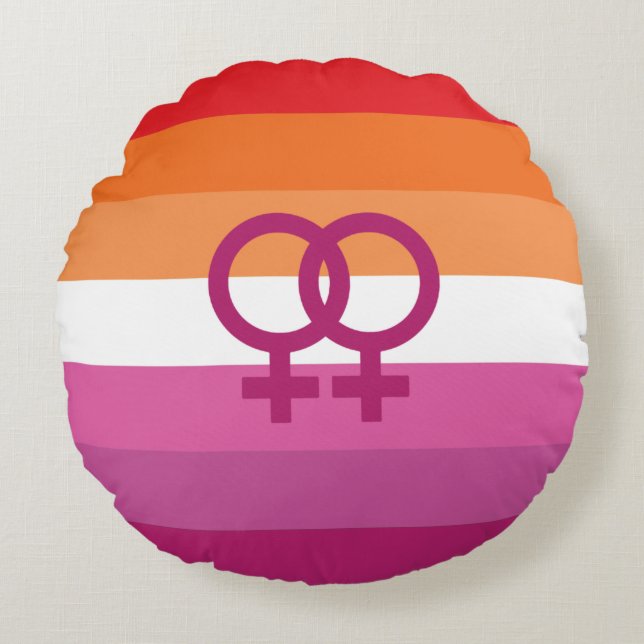 Coussins Ronds Drapeau de fierté lesbienne WLW (Devant)