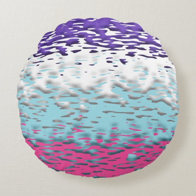 Coussins Ronds Drapeau de fierté multisexuel funky trippy ondulé  (Devant)