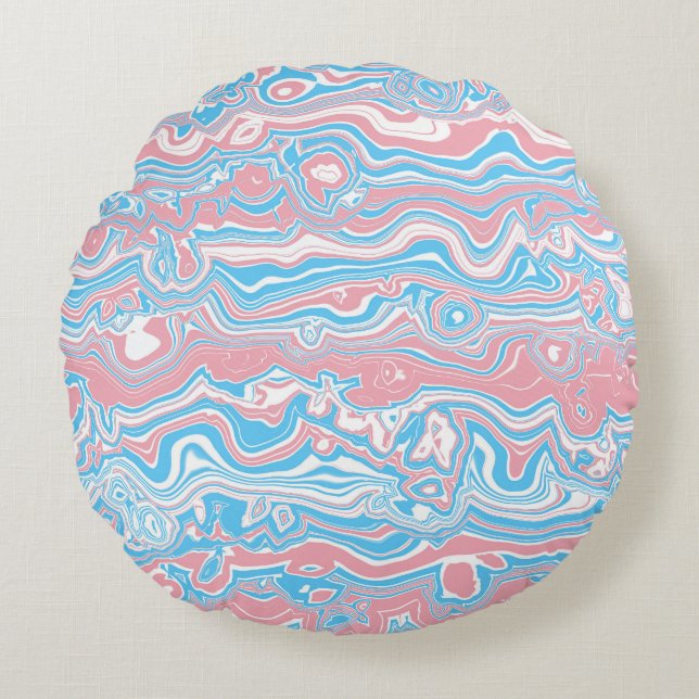 Coussins Ronds Drapeau de fierté trans Trippsy Boho Groovy Bandes (Devant)