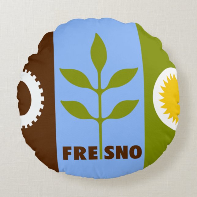 Coussins Ronds Drapeau de Fresno (Californie) (Devant)