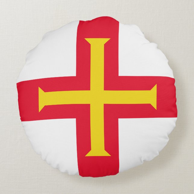 Coussins Ronds Drapeau de Guernesey (Dos)