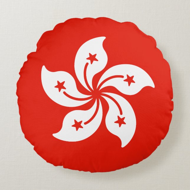 Coussins Ronds Drapeau de Hong Kong (Devant)