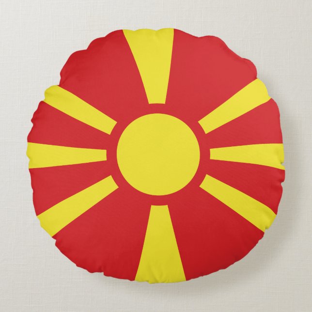 Coussins Ronds Drapeau de la Macédoine du Nord (Devant)