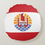 Coussins Ronds Drapeau de la Polynésie française<br><div class="desc">Drapeau patriotique de Polynésie française.</div>