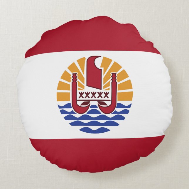 Coussins Ronds Drapeau de la Polynésie française (Dos)