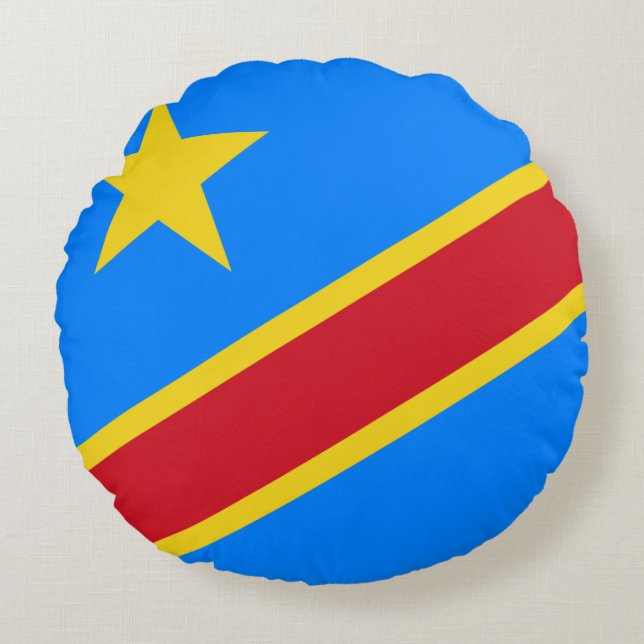 Coussins Ronds Drapeau de la République démocratique du Congo (Devant)
