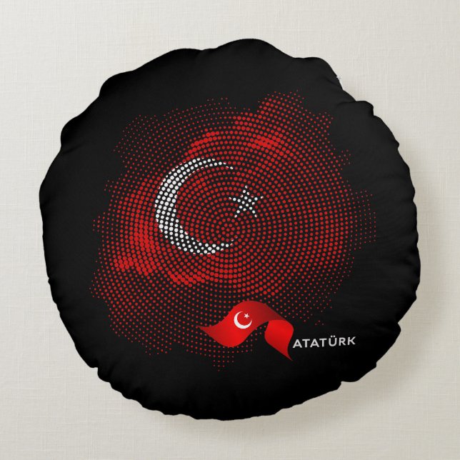 Coussins Ronds Drapeau de la Turquie (Dos)