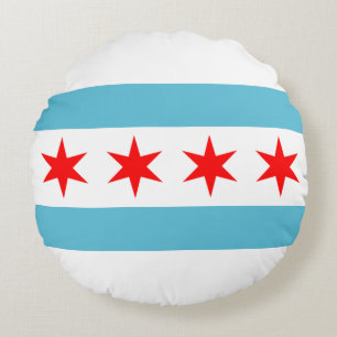 Coussins Ronds Drapeau de la ville de Chicago (Illinois)