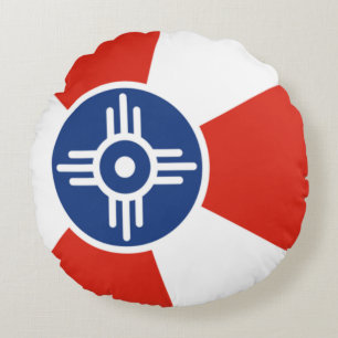 Coussins Ronds Drapeau de la ville de Wichita (Kansas)